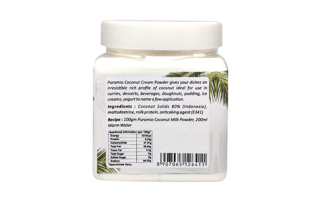 Puramio Coconut Cream Powder    Plastic Jar  250 grams